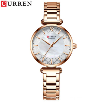 CURREN 9072 Rose Gold Watches Women Top Brand Fashion Quartz Wristwatch Female Chain Water Proof Hand Watch Hot